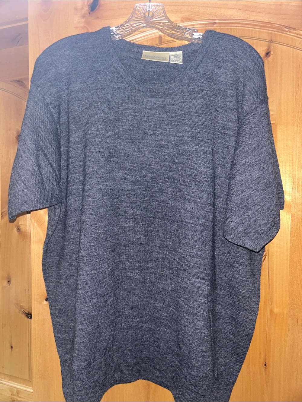 Liz Claiborne Women's Charcoal Scoop Neck Short Sleeve Sweater